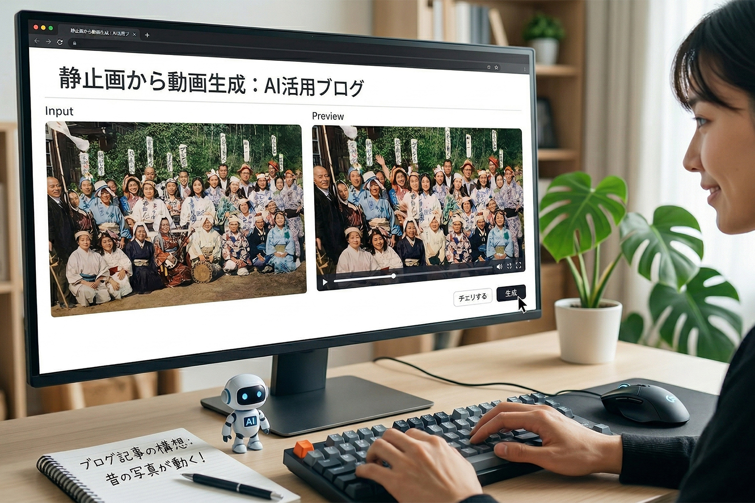 1枚の画像を動画に